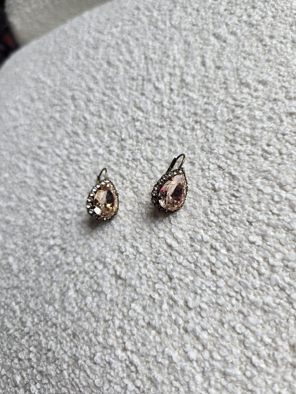 Sorelli, Crystal Teardrop Earrings, Antique Gold/Peach